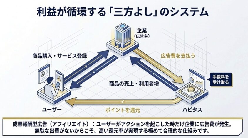 利益が循環する三方よしのシステム図解