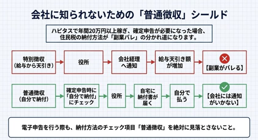 会社に知られないための普通徴収の仕組み図解