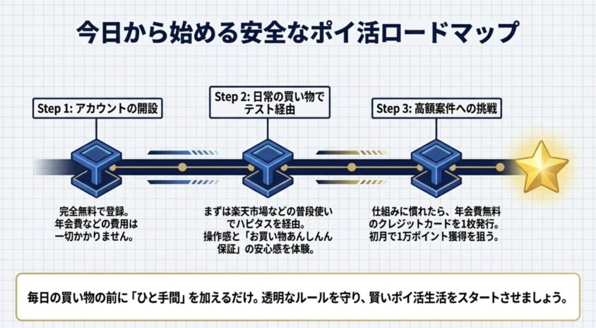 今日から始める安全なポイ活ロードマップ図解