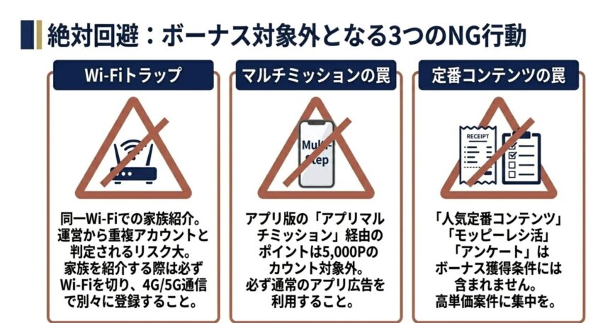 絶対回避：ボーナス対象外となる3つのNG行動